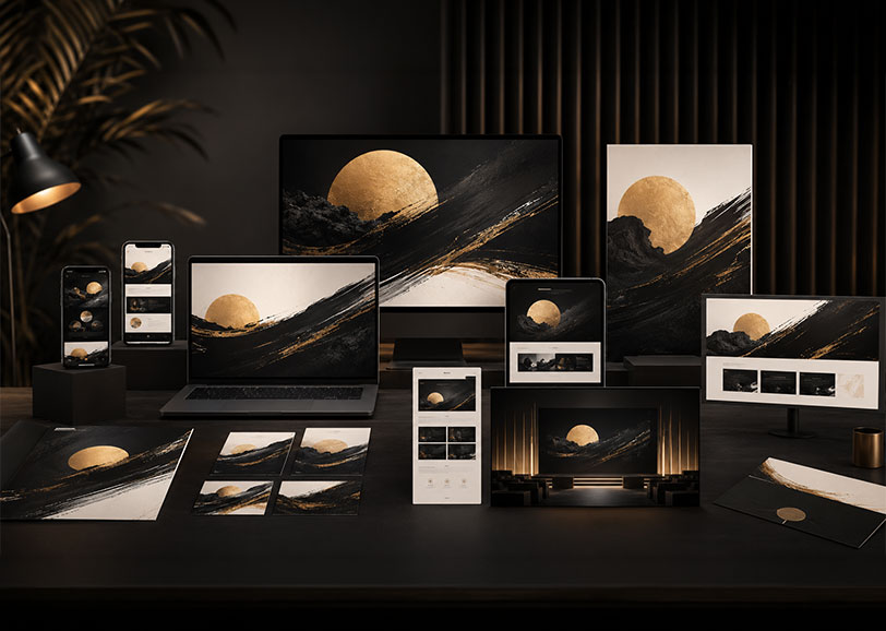 Campaign creative design system preview for a launch across digital print and social channels